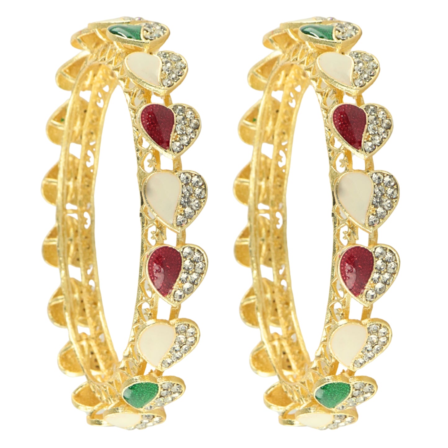 Traditional Multicolor Enamel Gold Bangles – Set of 2