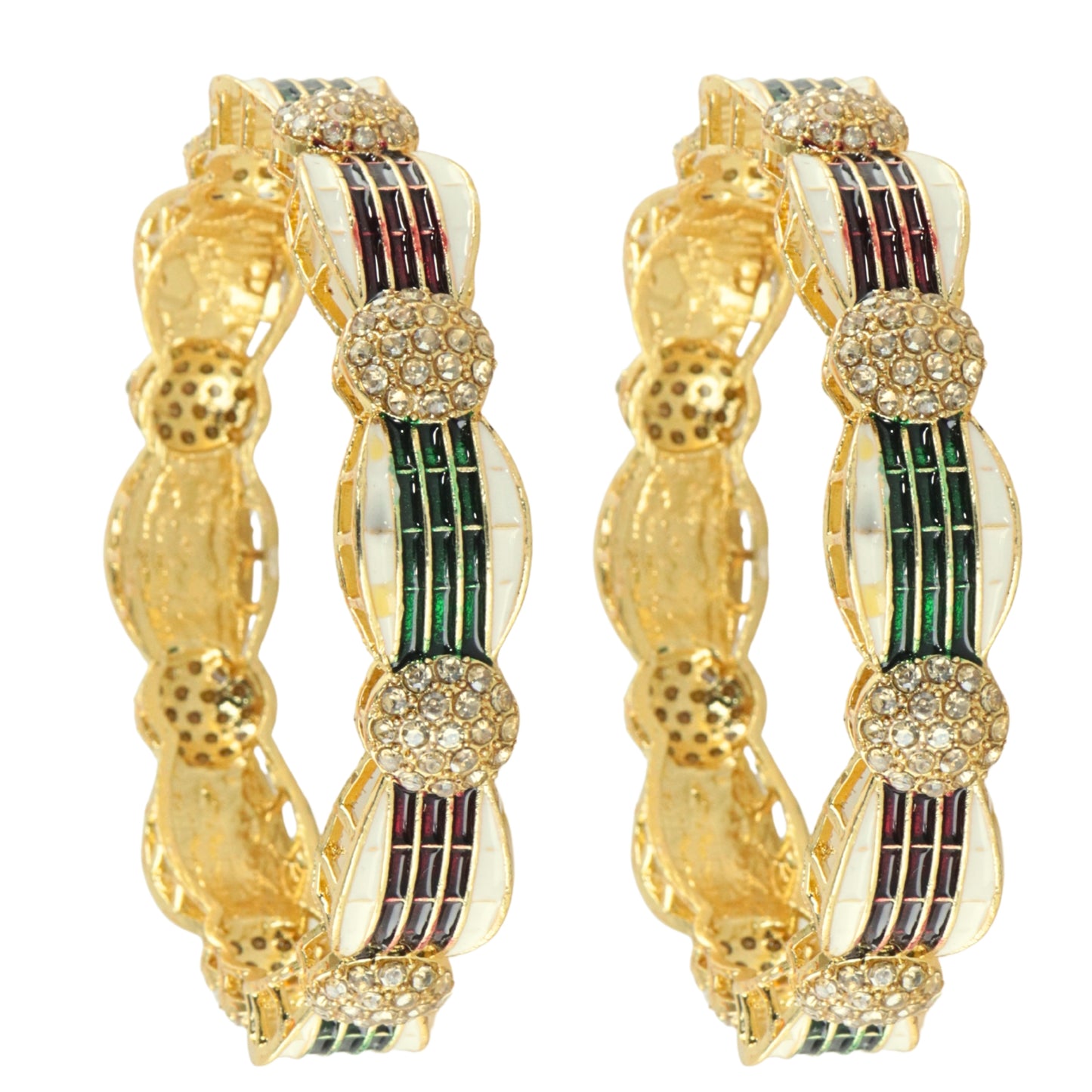 Royal Gold Kada Bangles Set of 2 – Enamel & Crystal Detailing