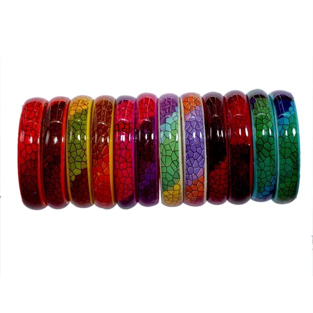Multicolour Glass Kada Set For Women and Girls with Sleek Finish & Abstract Design