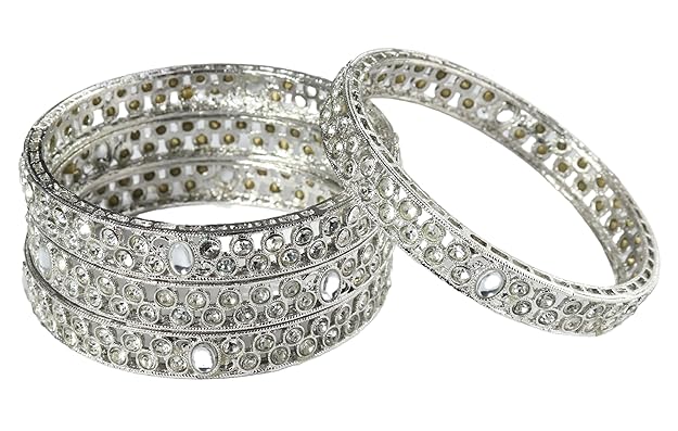 Sparkling Grey Stone Kada Set