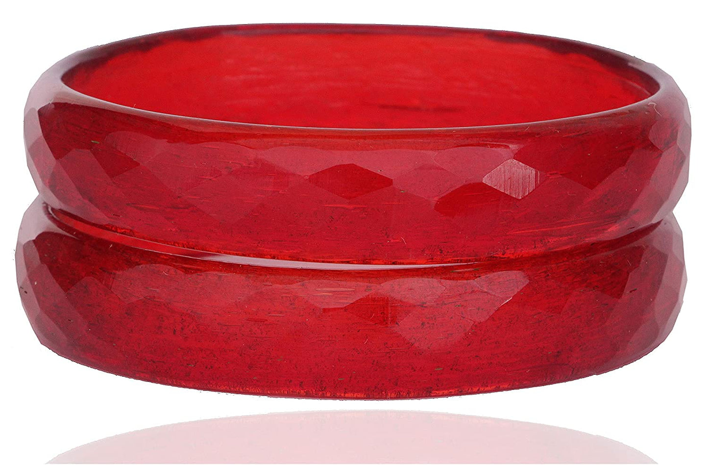 Red Opaque Glass with Diamond cut Daily Wear Finished Kada PO2