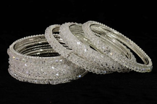Elegant Silver Metal Kada Bangle Set – Set of 6 Stylish Bangles