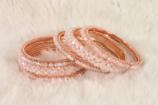Elegant Cream Metal Kada Bangle Set – Set of 6 Stylish Bangles