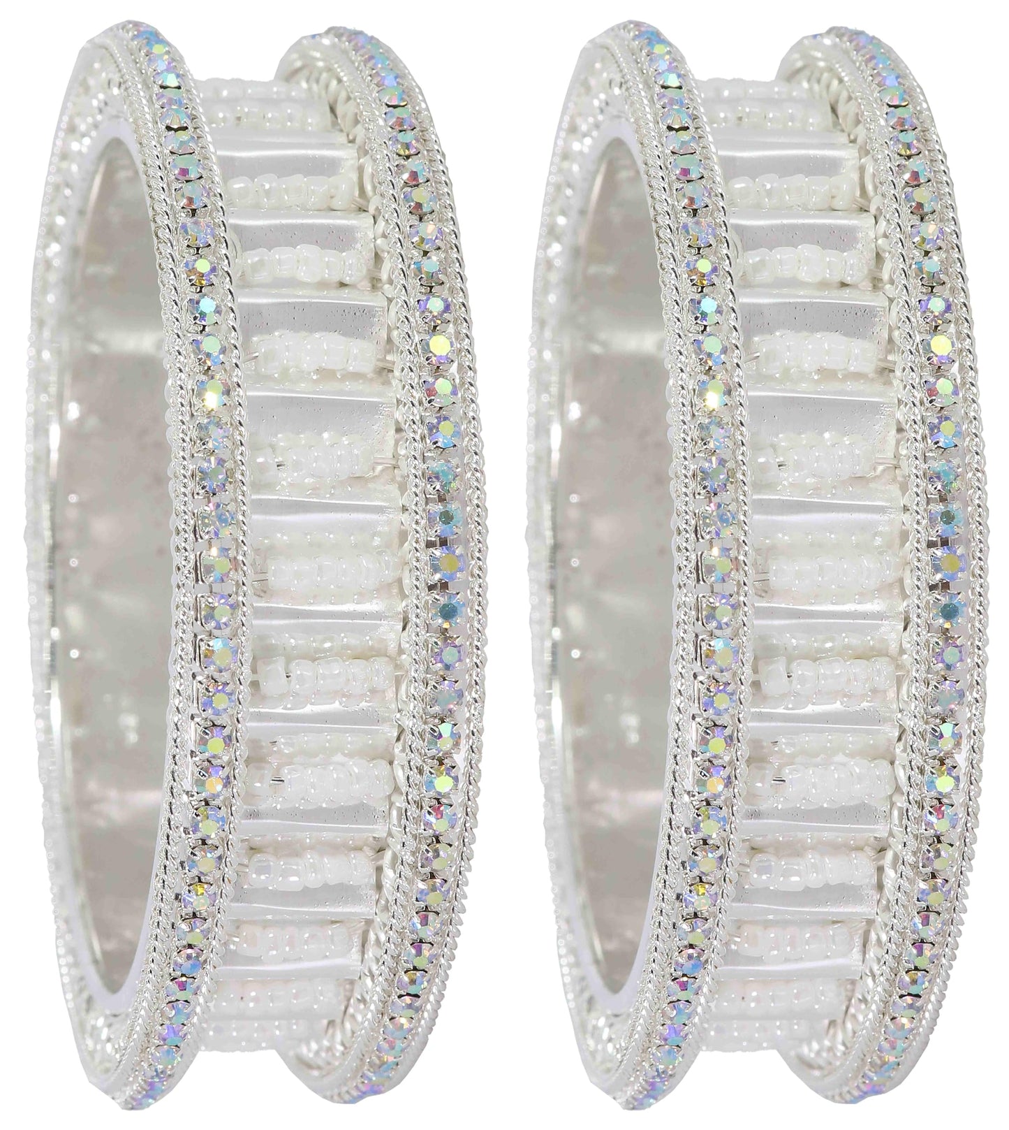 American Diamond Stone Metal Kada Bangles (Set of 2)