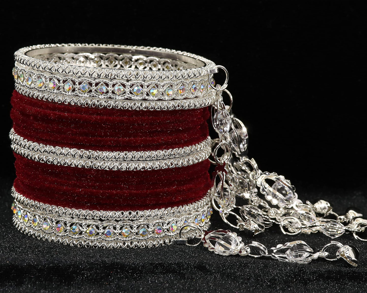 Elegant Velvet & Latkan Bangles – Festive Party Wear Collection -Pack of -40