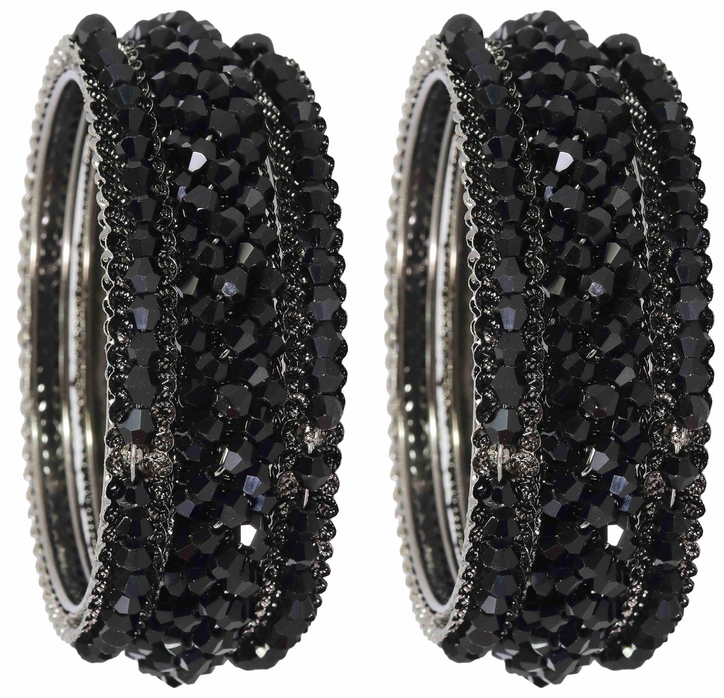 Elegant Black Metal Kada Bangle Set – Set of 6 Stylish Bangles