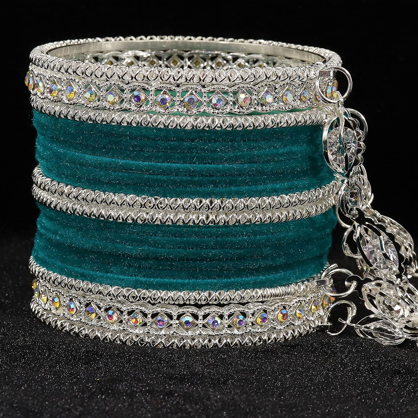 Elegant Velvet & Latkan Bangles – Festive Party Wear Collection -Pack of -40