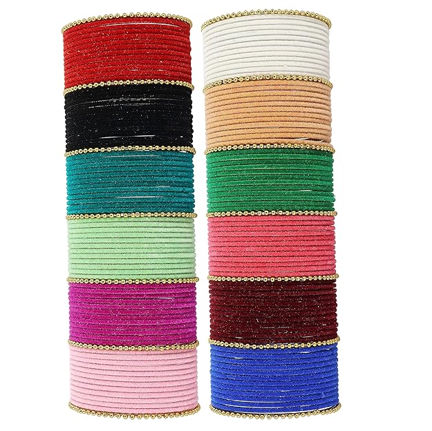 ✨ Multi-Color Velvet Ball Chain Bangles – Pack of 158