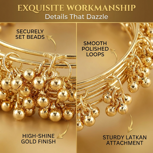 Set of 8 | Gold-Plated Ghungroo Jingle Bangles for Women | VIRAL Indian Jewelry