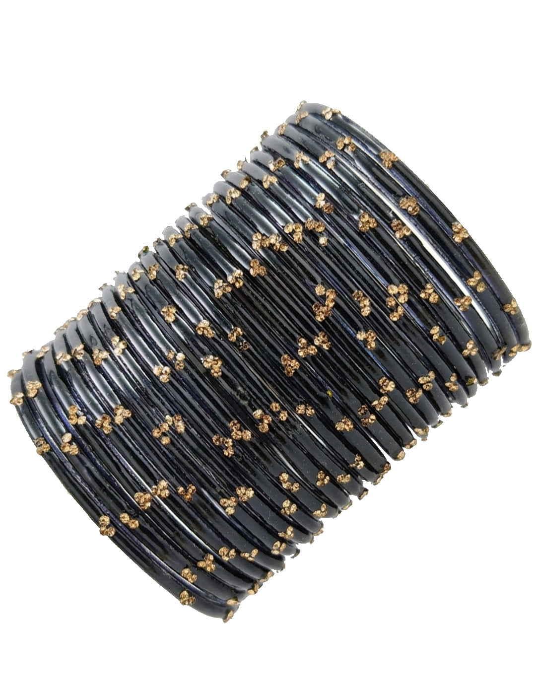 Traditional Black Stone Gold Glossy Finish with Golden Stone Work Wear (Pack of 24)