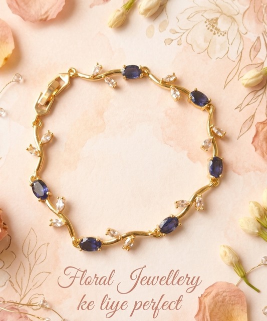 Elegant Gold-Toned Bracelet with Purple Stone & Zircon Stylish Designer Chain Bracelet for Daily & Party Wear