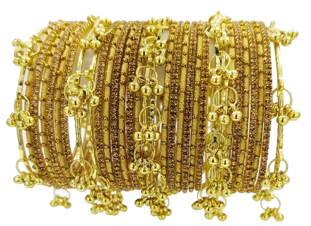 Traditional Cream Silk Thread Kashmiri Goti Metal Kangan for-Set of 32