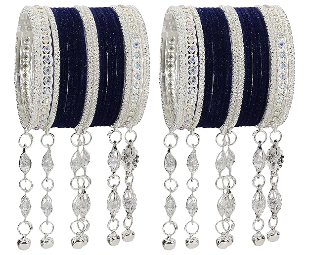 Elegant Velvet & Latkan Bangles – Festive Party Wear Collection -Pack of -40