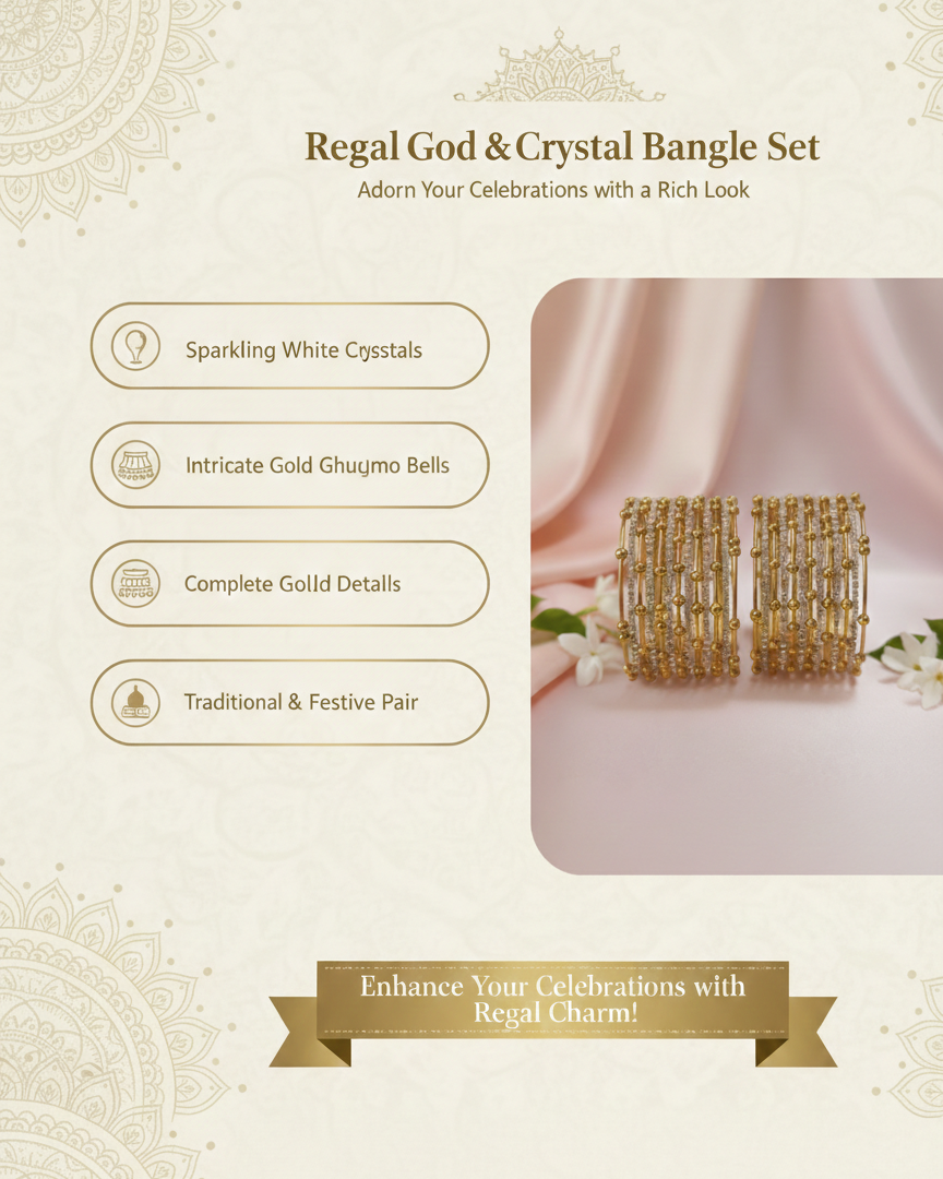 Gold Beaded Zircon Studded Stackable Metal Bangles Set-Pack of 26