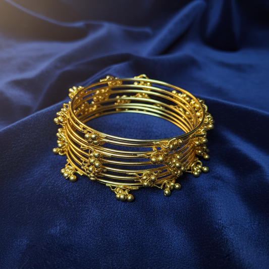 Set of 8 | Gold-Plated Ghungroo Jingle Bangles for Women | VIRAL Indian Jewelry