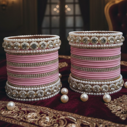 White Pearl Pink Bridal Wedding Bangle Pack of 48