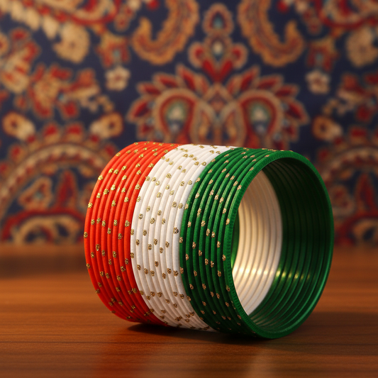 Patriotic Tiranga Metal Bangles for Festive & Ethnic Wear (Set of 48)