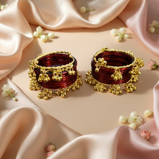 Maroon Glass Bangles Set -Pack of 20