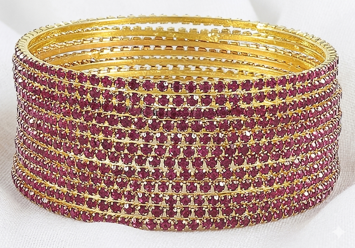 Magenta Zircon Bangles for Women | Elegant Daily Wear & Party Jewelry Set-12
