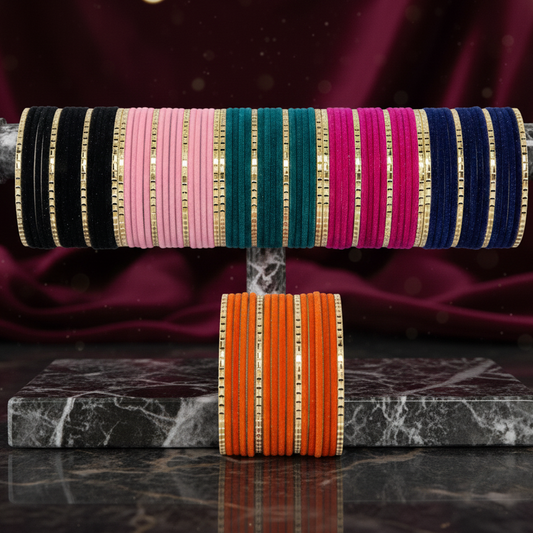 ✨ Velvet & Chilali Multi-Color Bangles – Set of 10 Vibrant Shades-Pack of 160