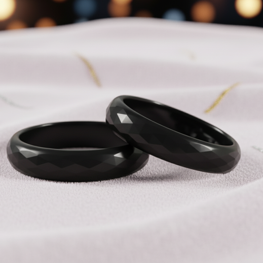 Black Crystal and Glossy Glass Kada Bangles - Set of 2