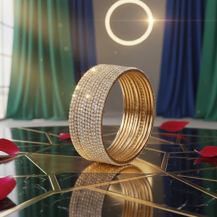 Golden-Toned Zirconia Bangles