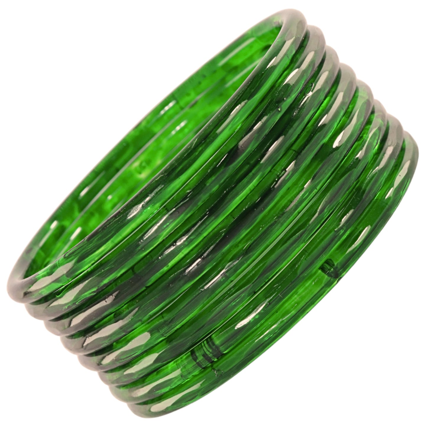 Jelly Bangle Glossy Glass Ruby Green Bangles Set (Pack of 8) –Ethnic Jewellery
