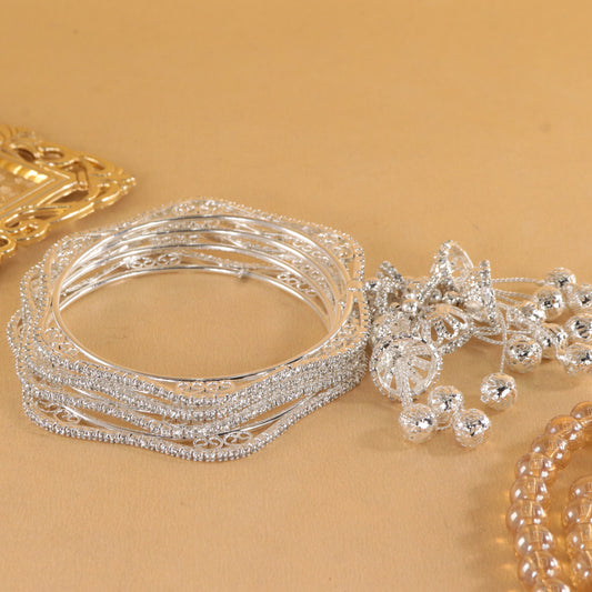 Graceful Dangler Silver Bracelet Set