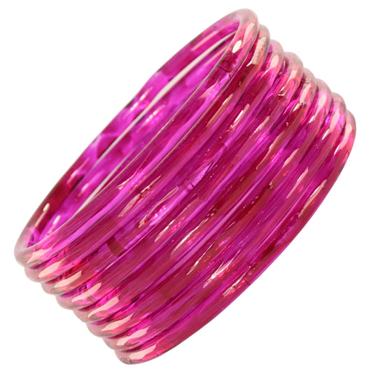 Jelly Bangle Glossy Glass Ruby Magenta Bangles Set (Pack of 8) –Ethnic Jewellery