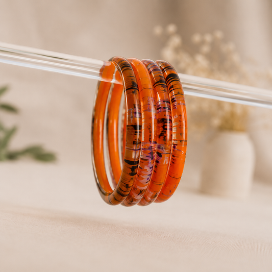 Trendy Glossy Glass Bangle Set For Women - Set Of 4