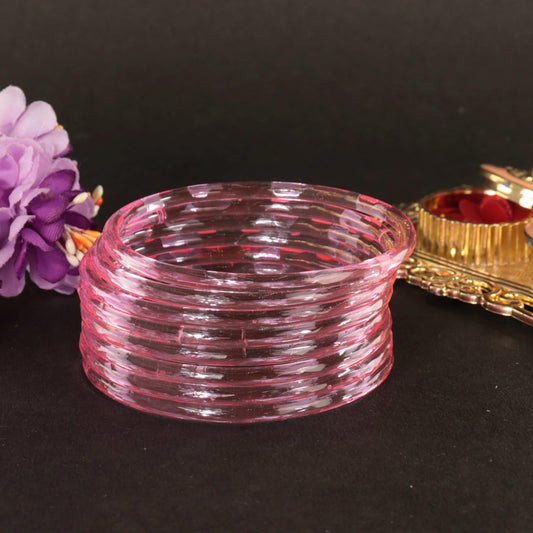 Jelly Bangle Glossy Glass Ruby Pink Bangles Set (Pack of 8) –Ethnic Jewellery