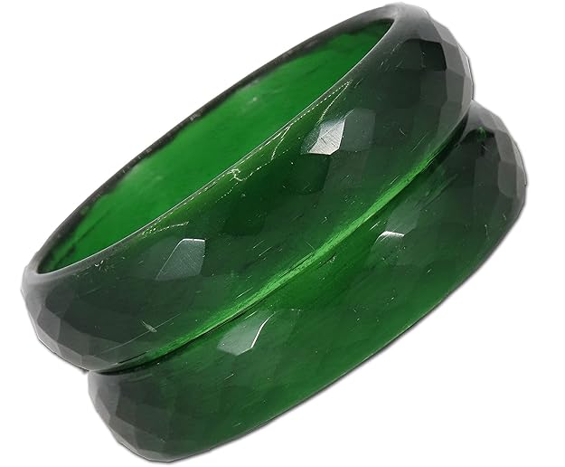 Green Opaque Glass with Diamond cut Daily Wear Finished Kada PO2