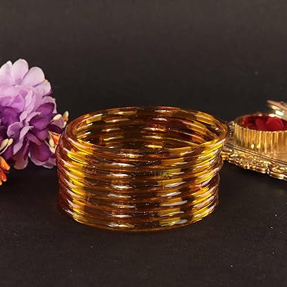 Jelly bangle Glossy Glass Ruby Yellow Bangles Set (Pack of 8) – Ethnic Jewellery