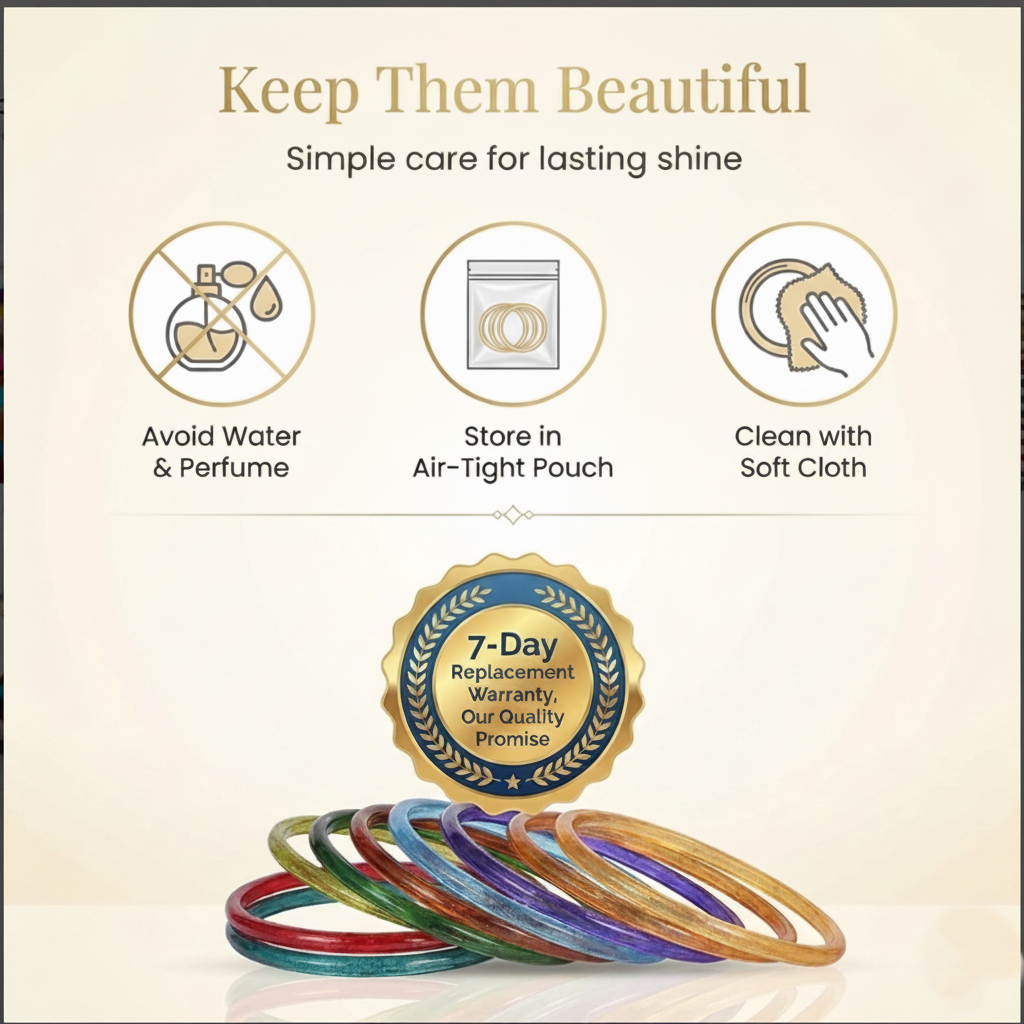 Premium Glass with Simple Or Attractive with Glossy Finished Kada Set For Women and Girls