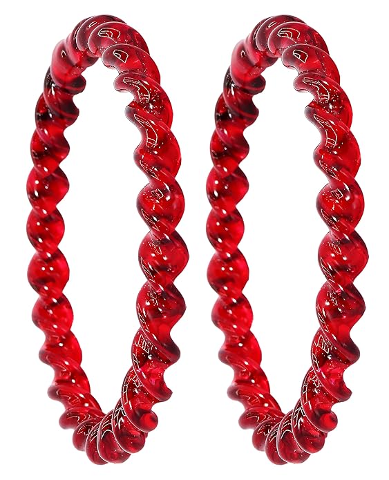 Red Spiral Glass Bangles – Set of 2 Designer Twist Pattern