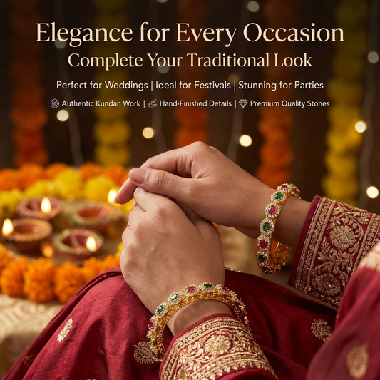 Traditional Kundan Stone Work Metal Bangles Mirror Bangles | Bangles-Pack 2