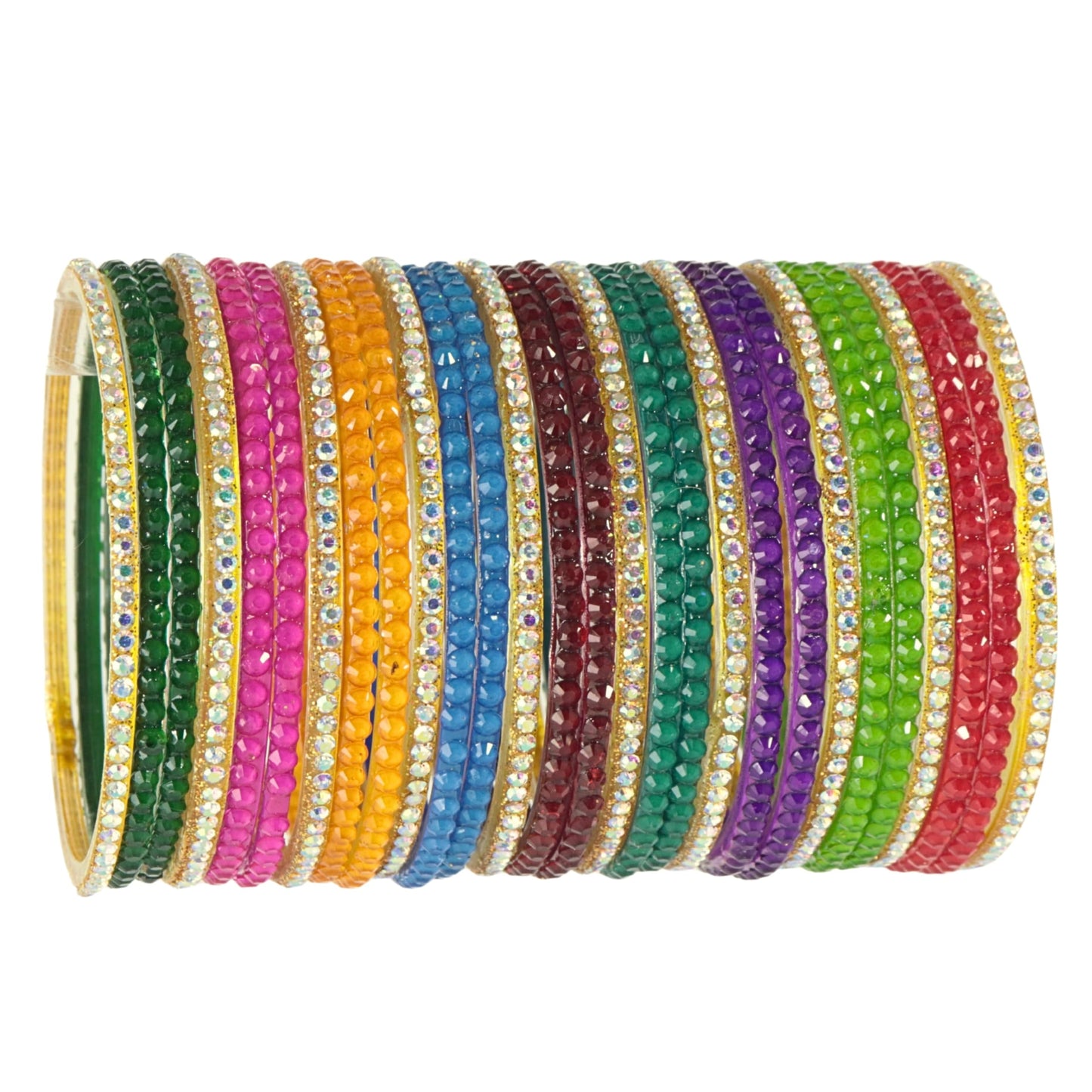 Luxury Multi-Color Crystal Kada Set | Festive Sparkle Series-Set of 56