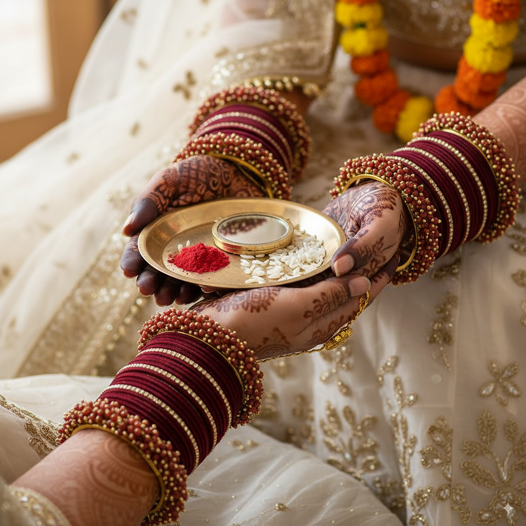 Marron Bridal Chuda – 2 Full Sets with Zircon & Kada