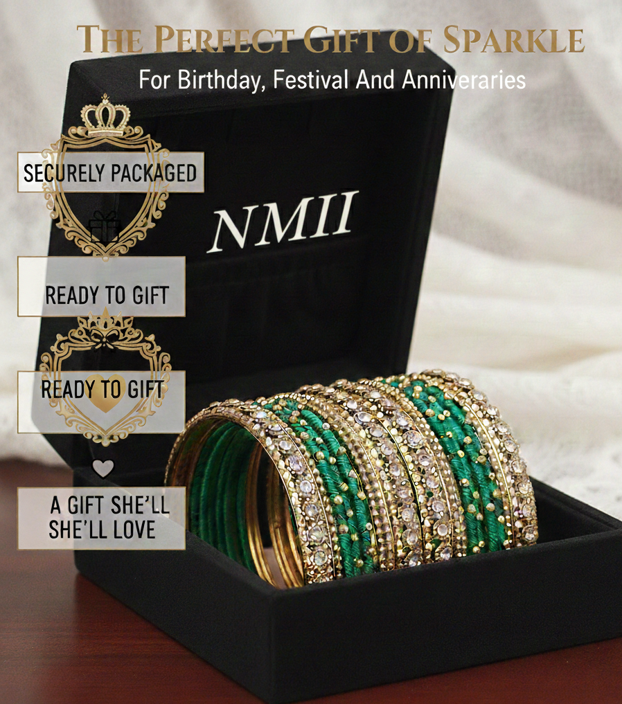 Green Non-Precious Metal Designer Bangles Traditional & Festive Wear | Pack of 20