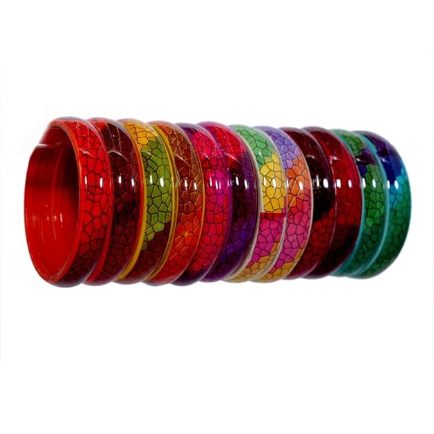 Multicolour Glass Kada Set For Women and Girls with Sleek Finish & Abstract Design