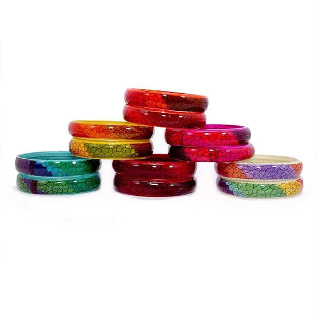 Multicolour Glass Kada Set For Women and Girls with Sleek Finish & Abstract Design