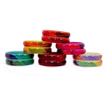 Multicolour Glass Kada Set For Women and Girls with Sleek Finish & Abstract Design