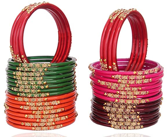 Glass Bangles 5 Multi-Colors Pack of 40 – Traditional Ethnic Wear