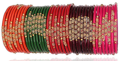 Glass Bangles 5 Multi-Colors Pack of 40 – Traditional Ethnic Wear