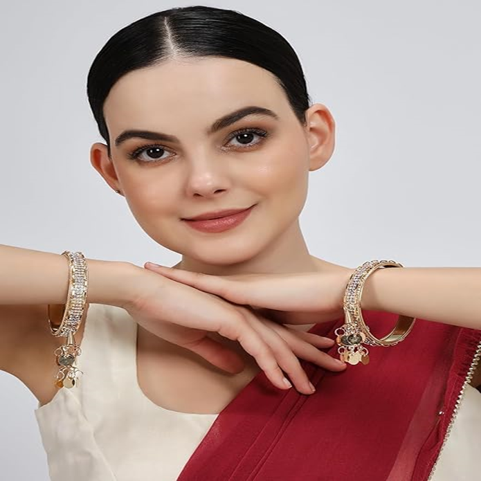 Festive Charm Gold Latkan Bangle Set