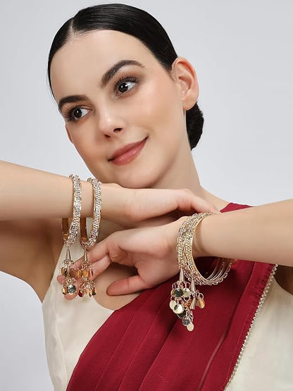 Royal Gold Latkan Bangles with Sparkling Stones