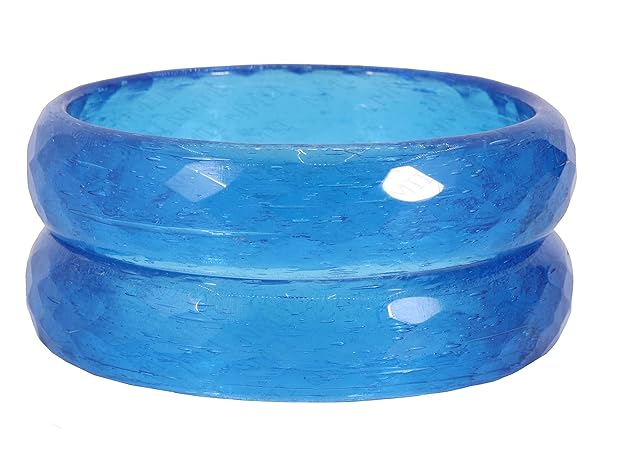 Sky Blue Opaque Glass with Diamond cut Daily Wear Finished Kada PO2