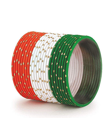 Patriotic Tiranga Metal Bangles for Festive & Ethnic Wear (Set of 48)