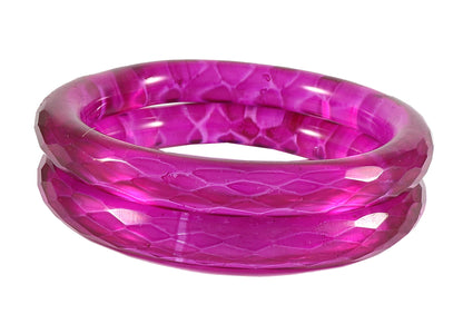 Belgium Kada Diamond Cut Magenta Bangle Set-Pack of 2