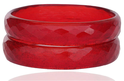 Red Opaque Glass with Diamond cut Daily Wear Finished Kada PO2